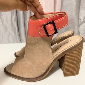 Kelsi Dagger Brown Brooklyn Leather Suede Open Toe Block Heel Size 9 Booties